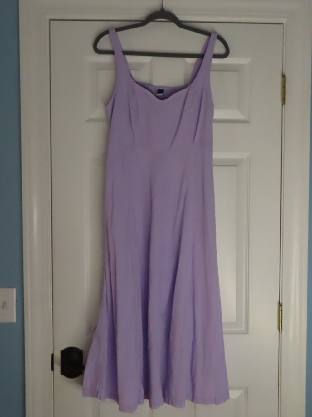 Old Navy Lavender Linen Blend Midi Dress Sleeveless Smocked-Back Medium Cottage